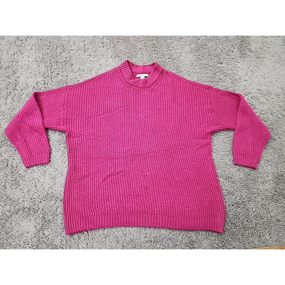 American Eagle Sweater Womens M Pink Mock Neck Relaxed Pullover Chunky Knit